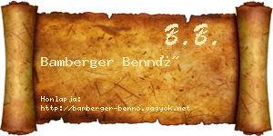Bamberger Bennó névjegykártya
